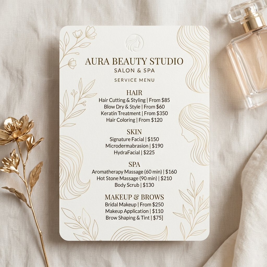 Sefali Hair Studio Services List